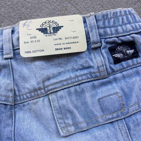 Deadstock 90s Dockers Jeans 30x32 Pleated Denim Levi’s Baggy Acid Wash Vintage - Picture 12 of 14